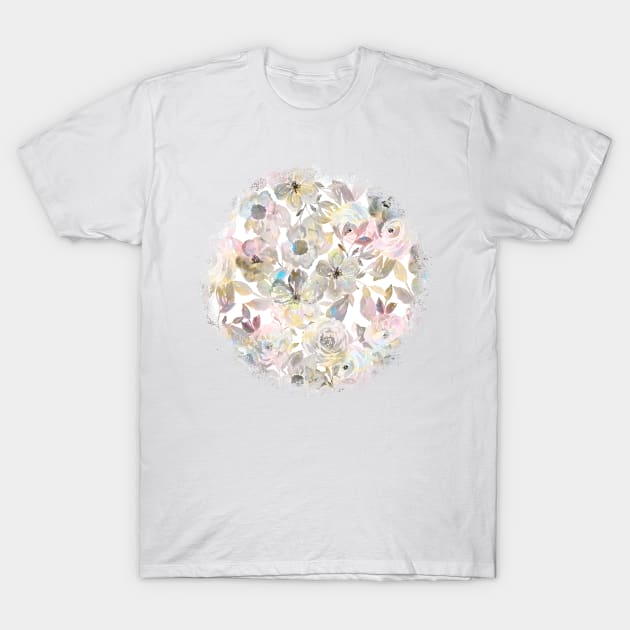 Elegant whimsical grey watercolor roses T-Shirt by InovArtS